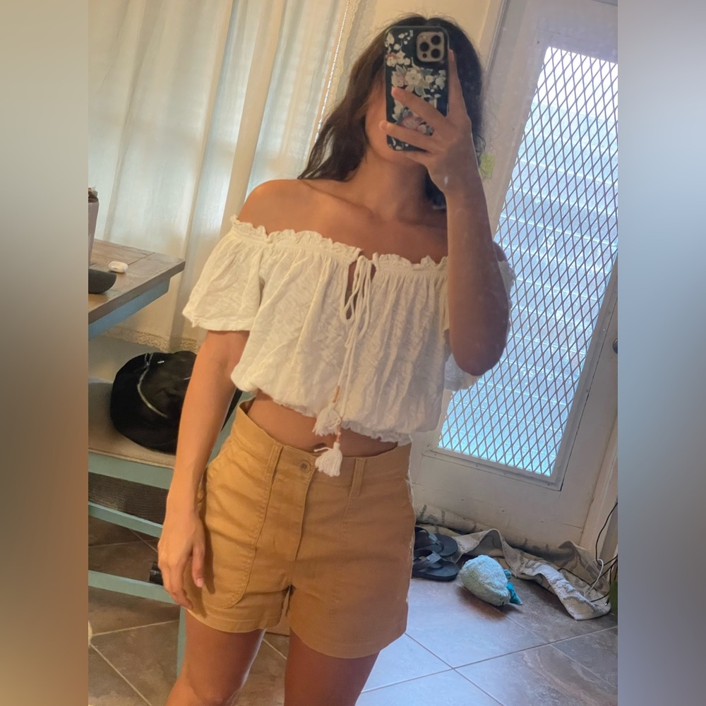 We The Free White Off-Shoulder Crop Top
